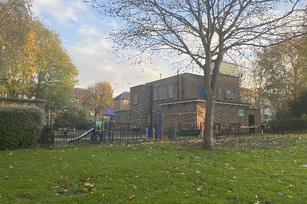 The centre of Toland Square which is surrounded by homes