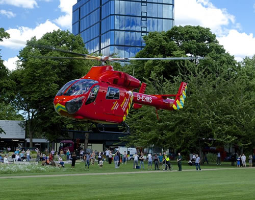 Air Ambulance lands in Chiswick