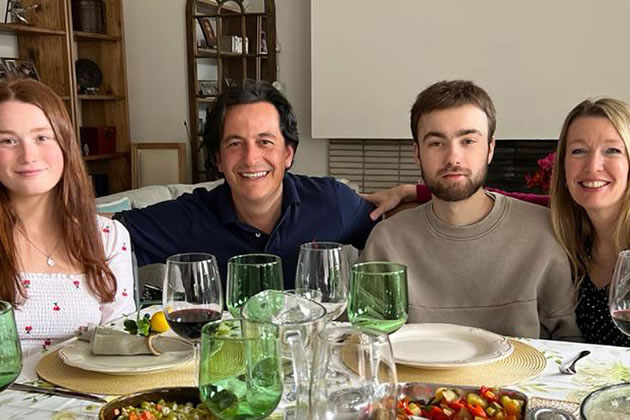 Martin Bell (centre left) pictured with his son Alex (centre right) and Alex’s mother Katie Bernard (far right)