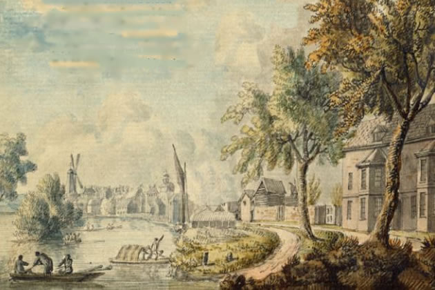 A watercolour of the Brentford riverside features on the front cover. Picture: Duke of Northumberland's archives 