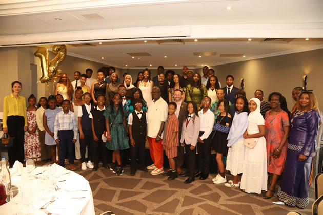 Award winners and their families at the awards event