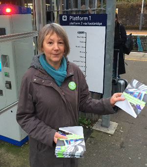 victoria george of the green party handing out leaflets