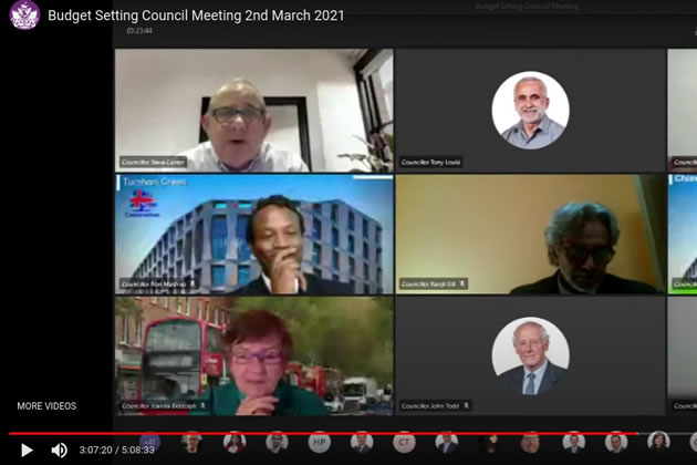 Hounslow full council meeting on March 2 was live streamed on Youtube