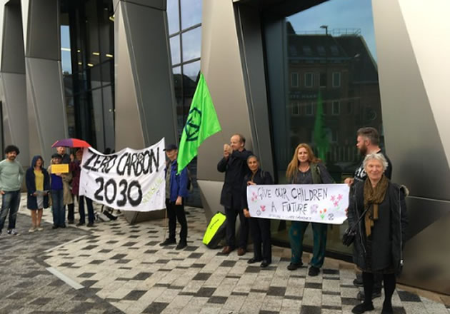 Hounslow Green Party members protest outside Hounslow House 