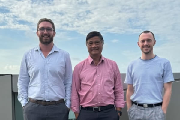 L to R. Andy O’Sullivan, Jonas Kurkalang and Aaron Evans on the roof at Hounslow House