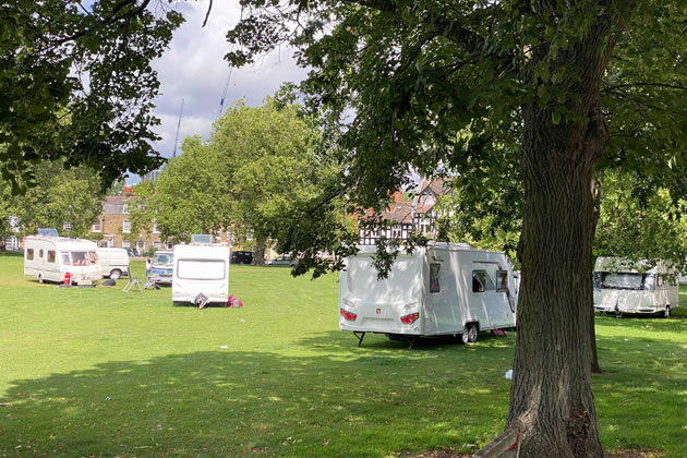 The encampment has been on Kew Green since Wednesday