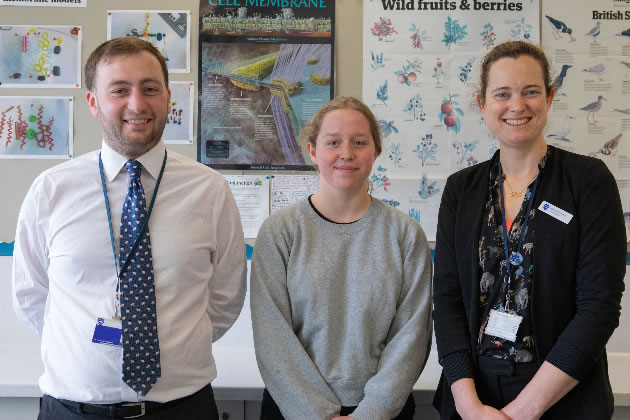 Matilda with two of her Biology teachers (Ms Hansford and Mr Flavell)