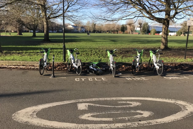 A Lime bike bay near Chiswick Back Common