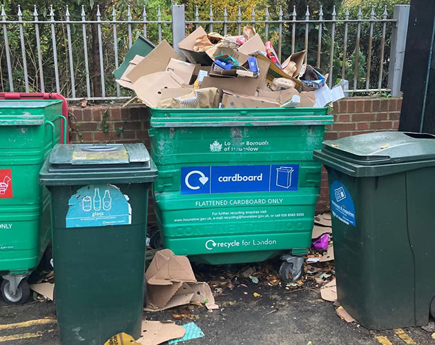 The bin near O'Riordan's pub in Brentford where a woman was fined for depositing a medicine box 