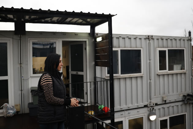 Paula Alexandru outside Marston Court in Ealing