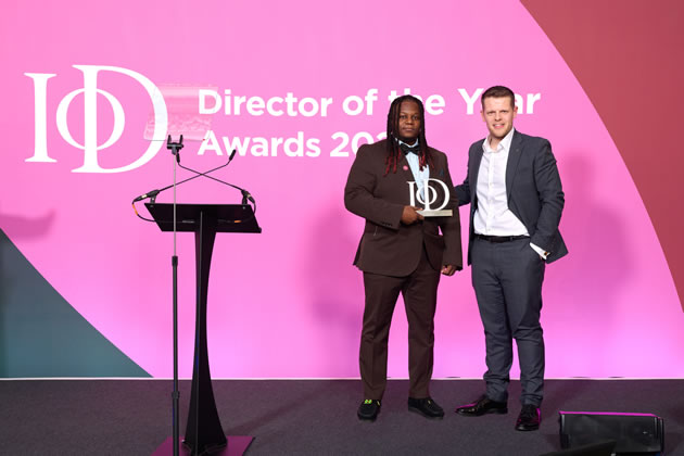 Rees Davis-Campbell receiving his Institute of Directors award 