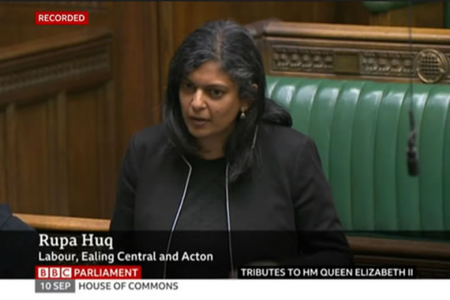 Rupa Huq pays tribute to the late HM Queen Elizabeth II in Parliament