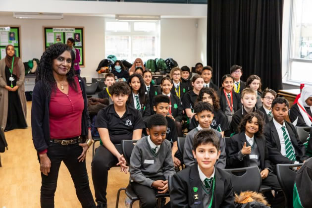 Beverly Andrews (left), writer and producer of the film Sophia, at Fulham Cross Academy for a screening and Q&A